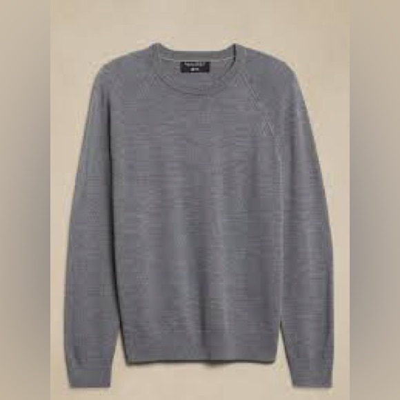 Banana Republic ITALIAN MERINO CREW-NECK SWEATER Grey L Large